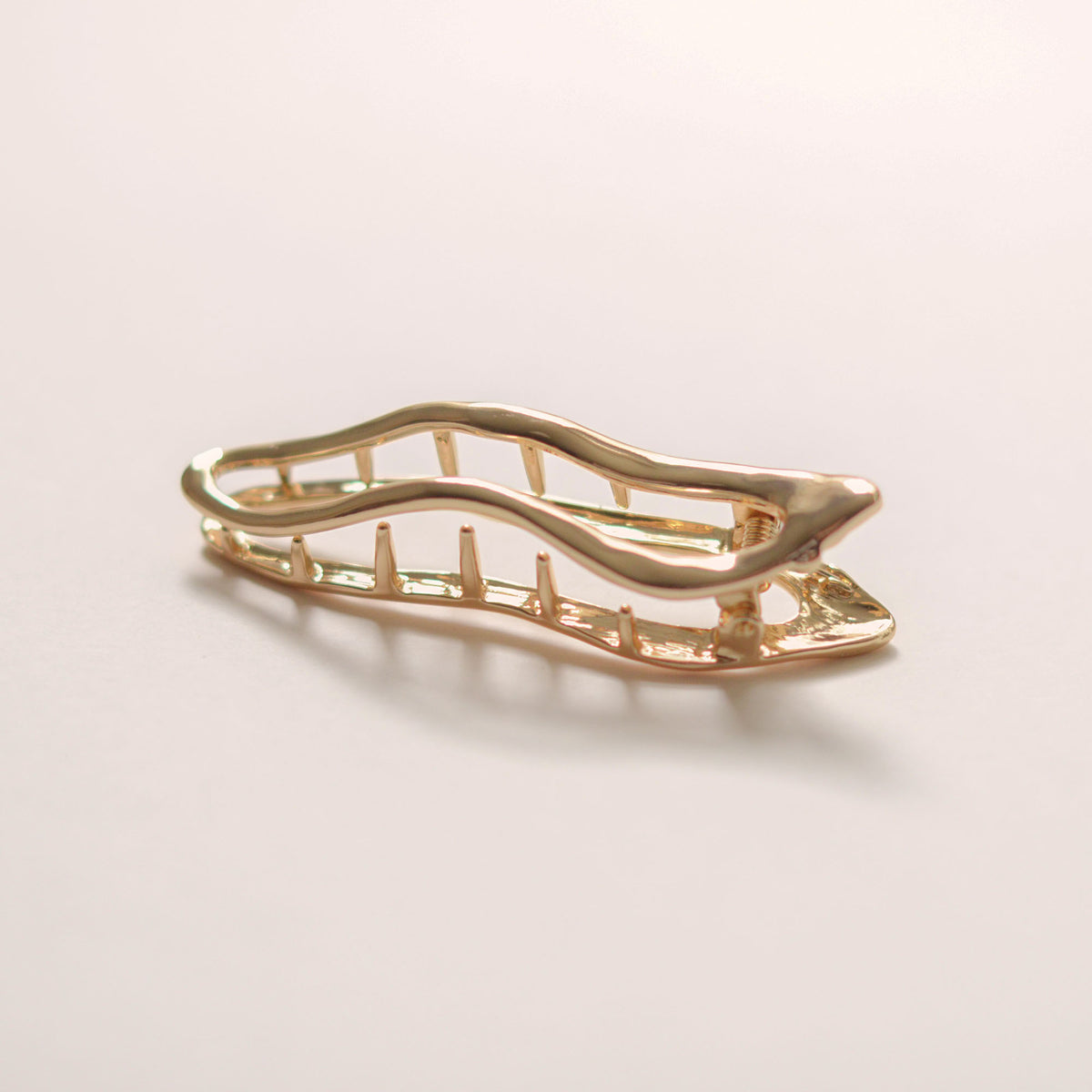 Organic Wave Metal Hair Barrette Clip | Gold