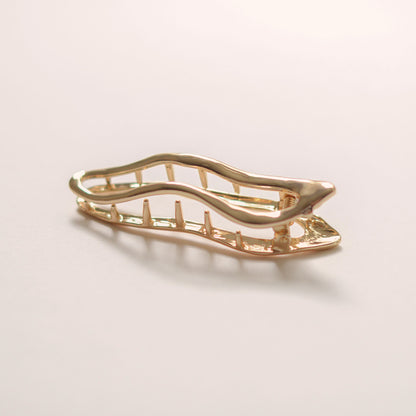 Organic Wave Metal Hair Barrette Clip | Gold
