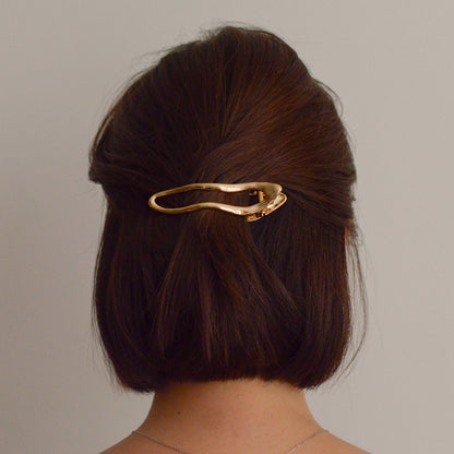 Organic Wave Metal Hair Barrette Clip | Gold