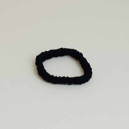 Pure Silk Slim Scrunchie Hair Ties Set | Black