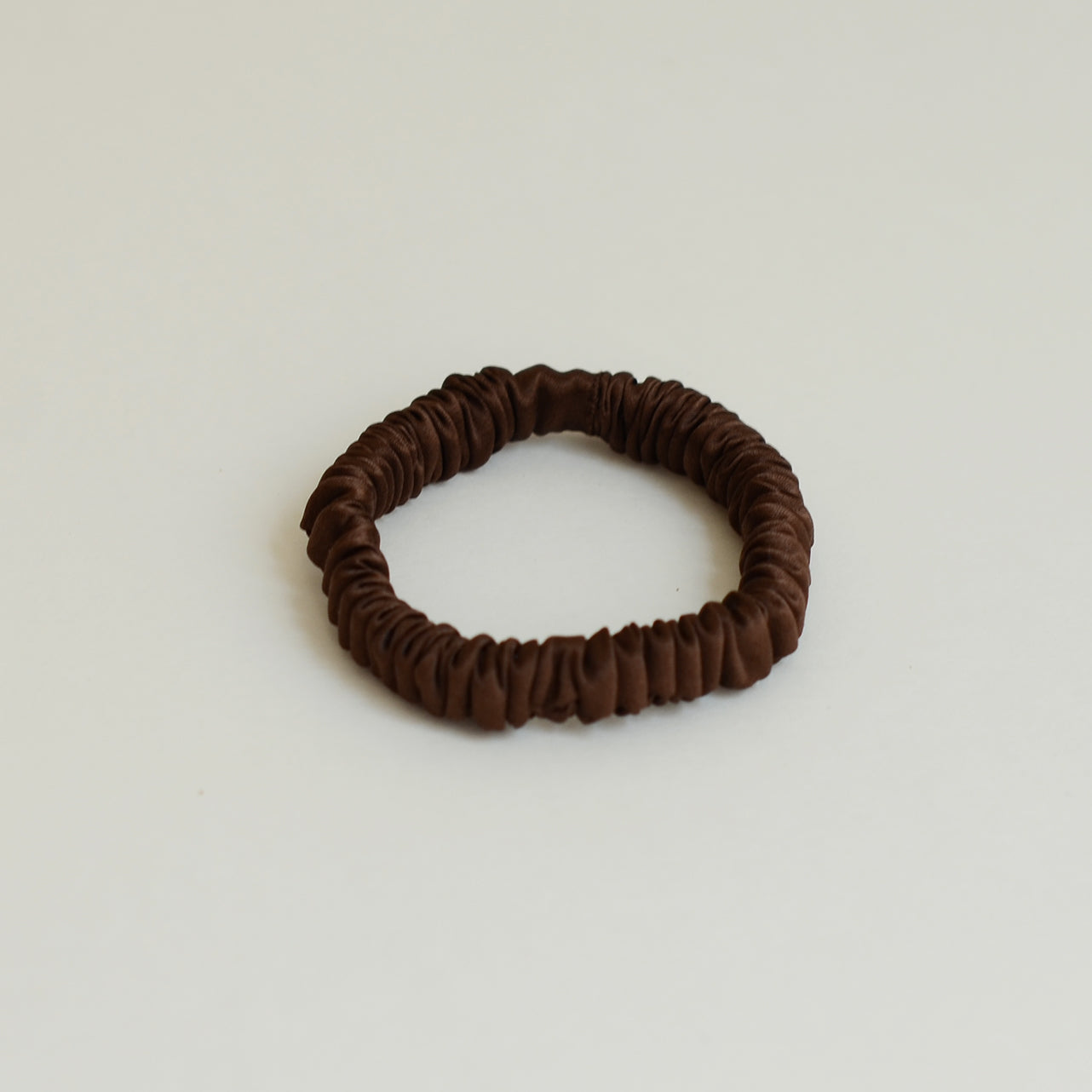 Pure Silk Slim Scrunchie Hair Ties Set | Brown