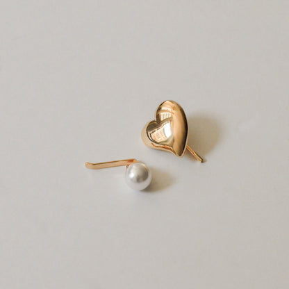 Mini Heart & Pearl Hair Stick Set | Gold