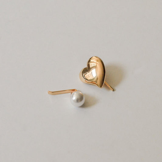 Mini Heart & Pearl Hair Stick Set | Gold