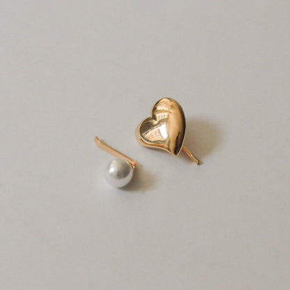 Mini Heart & Pearl Hair Stick Set | Gold