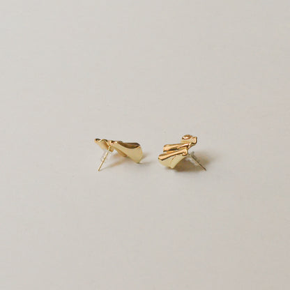 Pleated Metal Post Earrings | Gold