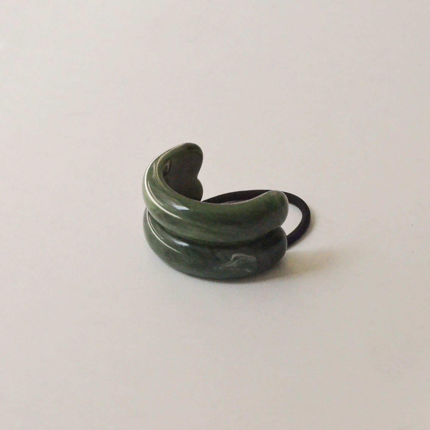 Wide Double Arch Resin Ponytail Hair Tie | Green
