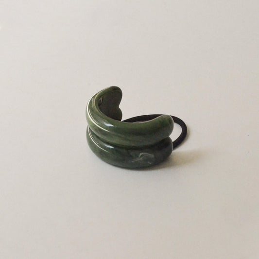 Wide Double Arch Resin Ponytail Hair Tie | Green