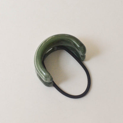 Wide Double Arch Resin Ponytail Hair Tie | Green