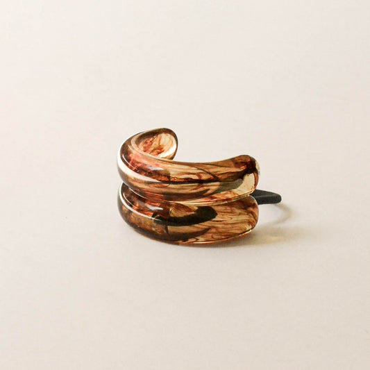 Wide Double Arch Resin Ponytail Hair Tie | Brown