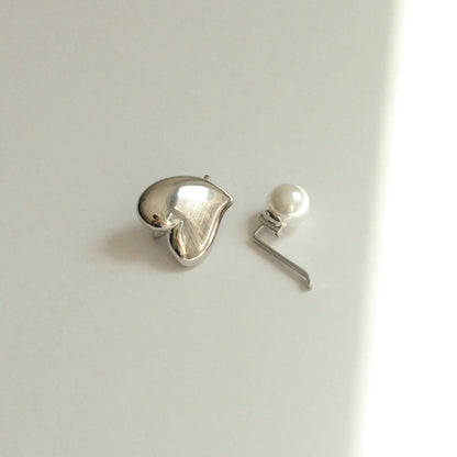 Mini Heart & Pearl Hair Stick Set | Silver