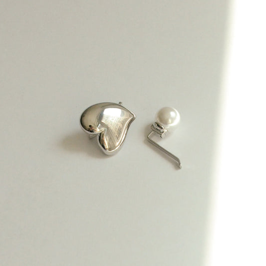 Mini Heart & Pearl Hair Stick Set | Silver