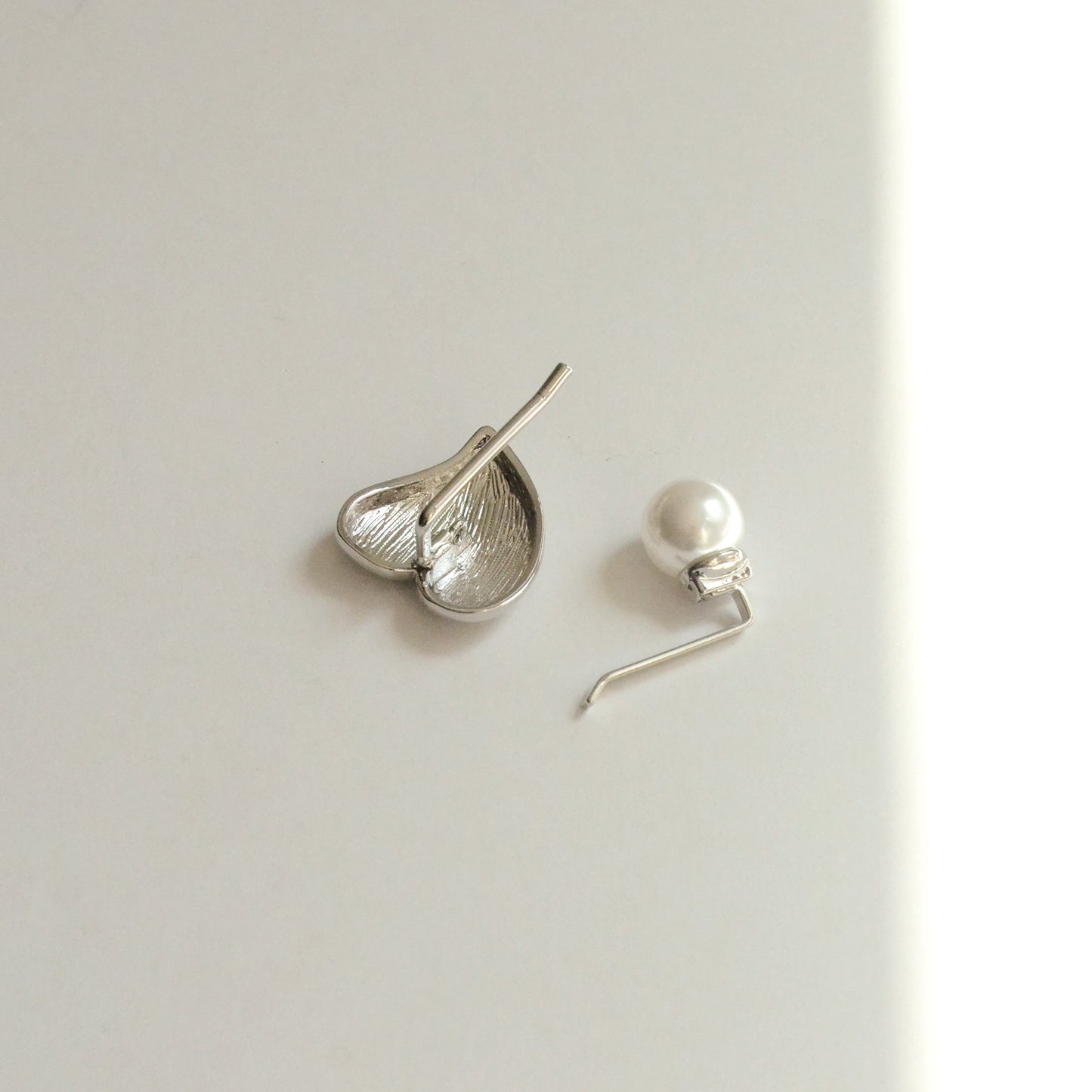 Mini Heart & Pearl Hair Stick Set | Silver