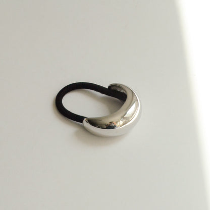 Narrow Crescent Metal Cuff Hair Tie | Silver