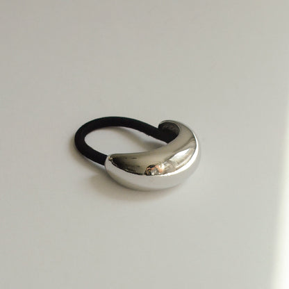 Narrow Crescent Metal Cuff Hair Tie | Silver