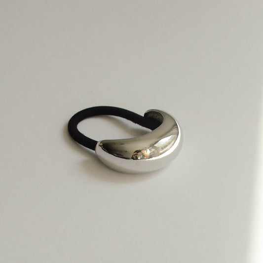 Narrow Crescent Metal Cuff Hair Tie | Silver