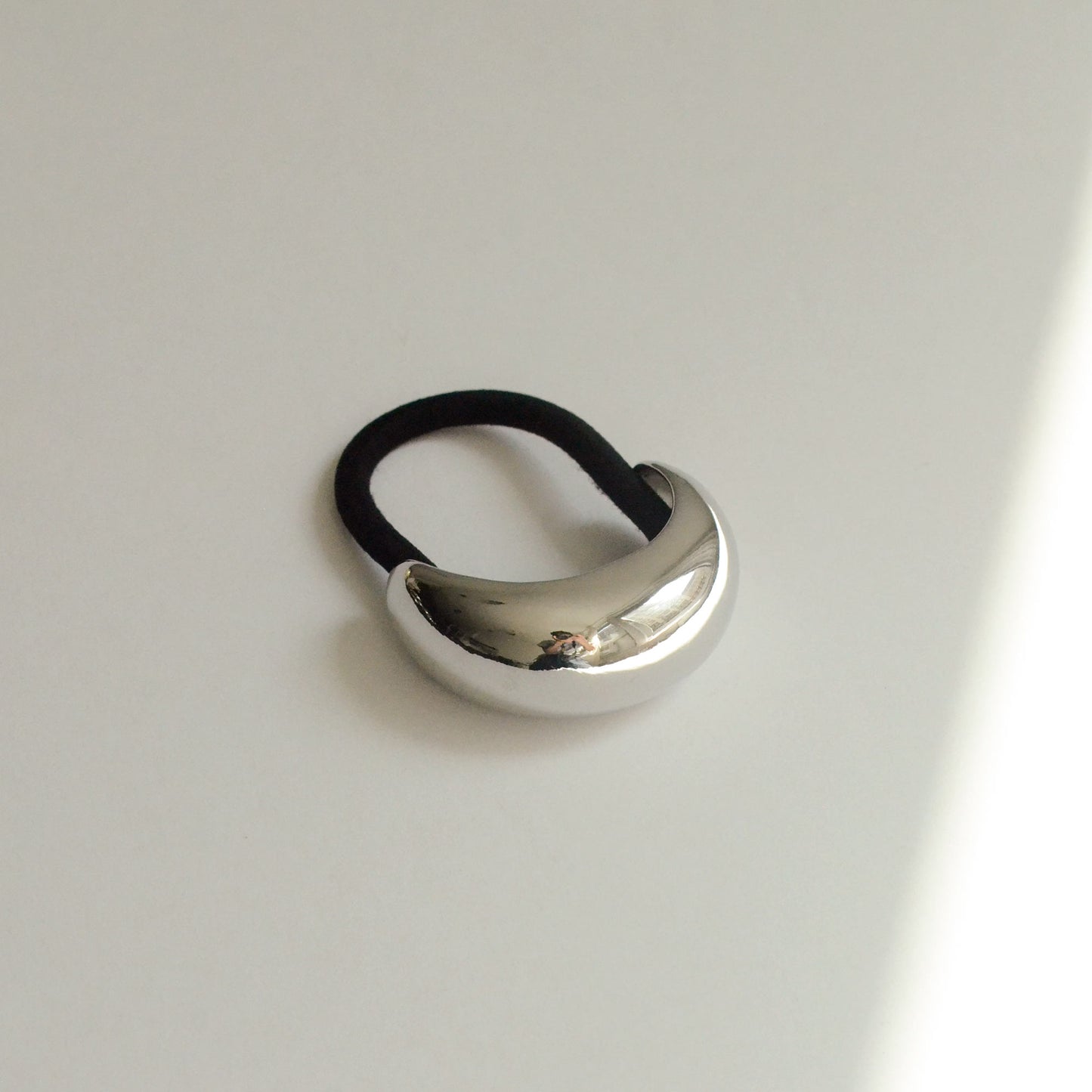 Narrow Crescent Metal Cuff Hair Tie | Silver