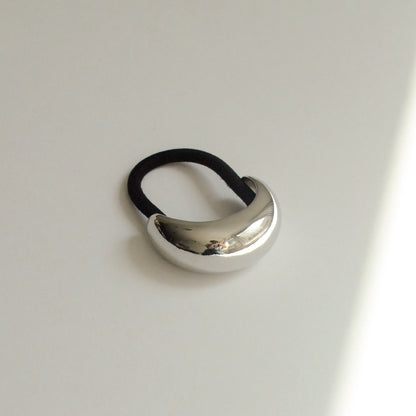 Narrow Crescent Metal Cuff Hair Tie | Silver
