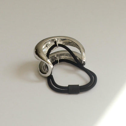 Wide Sculptured Metal Ponytail Hair Tie | Silver
