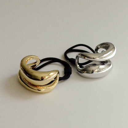 Wide Sculptured Metal Ponytail Hair Tie | Gold