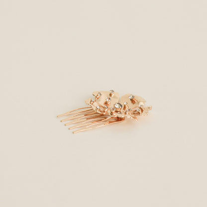 Metal Flower with Crystal Hair Side Comb