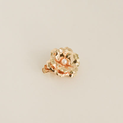 Metal Flower with Plastic Pearl Hair Clips | 3pcs | Gold