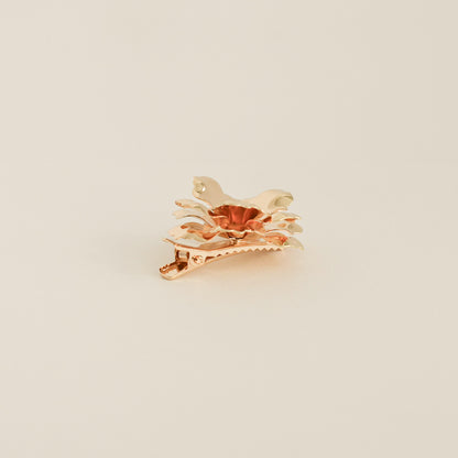 Metal Flower with Plastic Pearl Hair Clips | 3pcs | Gold
