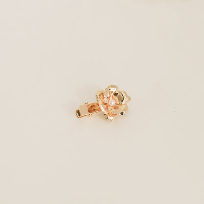 Metal Flower with Plastic Pearl Hair Clips | 3pcs | Gold