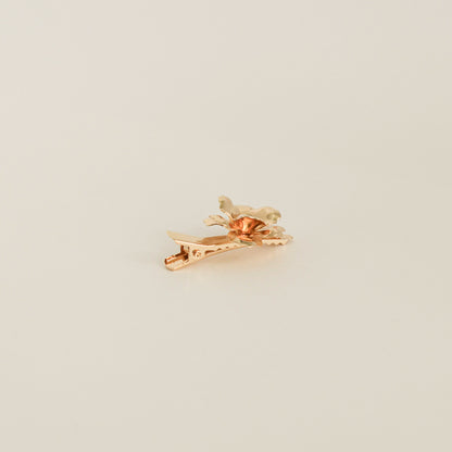 Metal Flower with Plastic Pearl Hair Clips | 3pcs | Gold