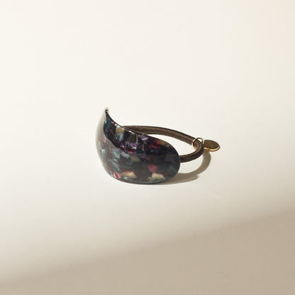 Curved Oval Resin Ponytail Hair Tie | Midnight Blue
