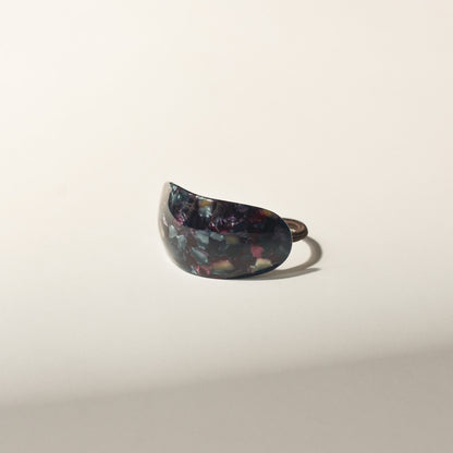 Curved Oval Resin Ponytail Hair Tie | Midnight Blue