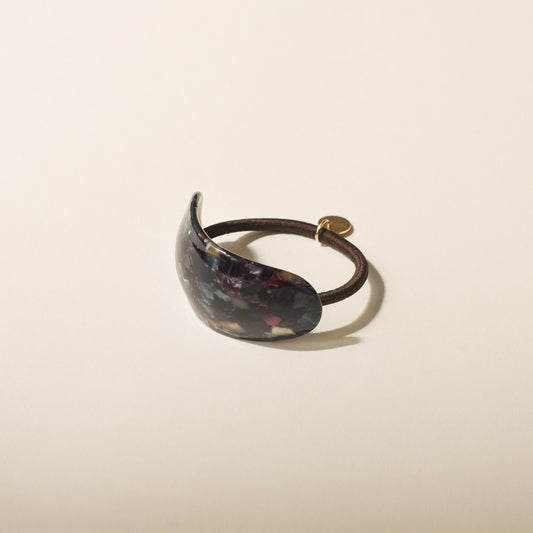 Curved Oval Resin Ponytail Hair Tie | Midnight Blue
