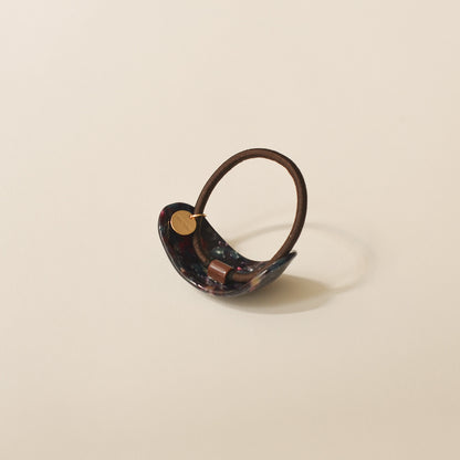 Curved Oval Resin Ponytail Hair Tie | Midnight Blue
