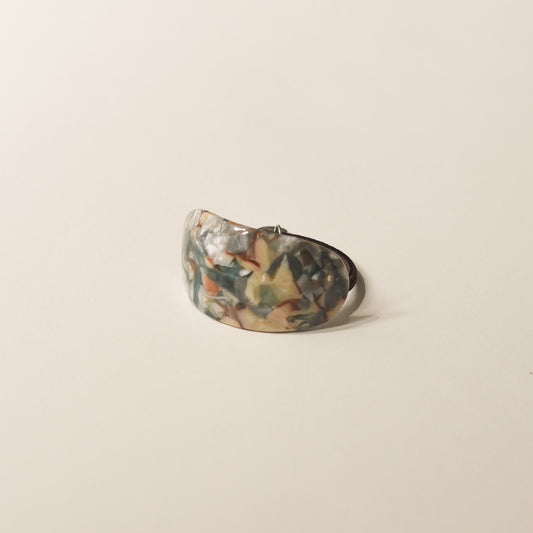 Curved Oval Resin Ponytail Hair Tie | Blue Marble