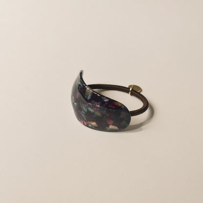 Curved Oval Resin Ponytail Hair Tie | Midnight Blue