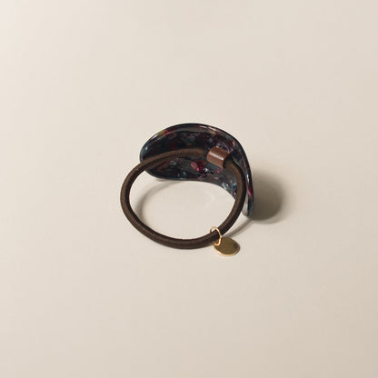 Curved Oval Resin Ponytail Hair Tie | Midnight Blue