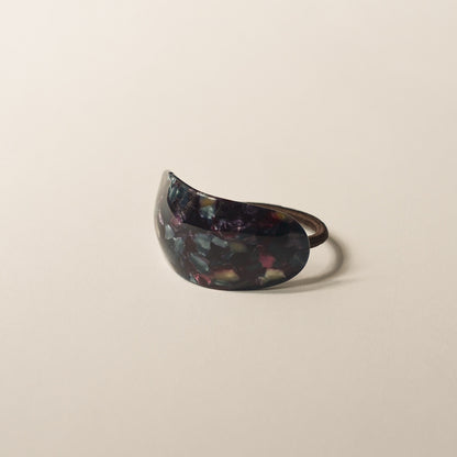 Curved Oval Resin Ponytail Hair Tie | Midnight Blue