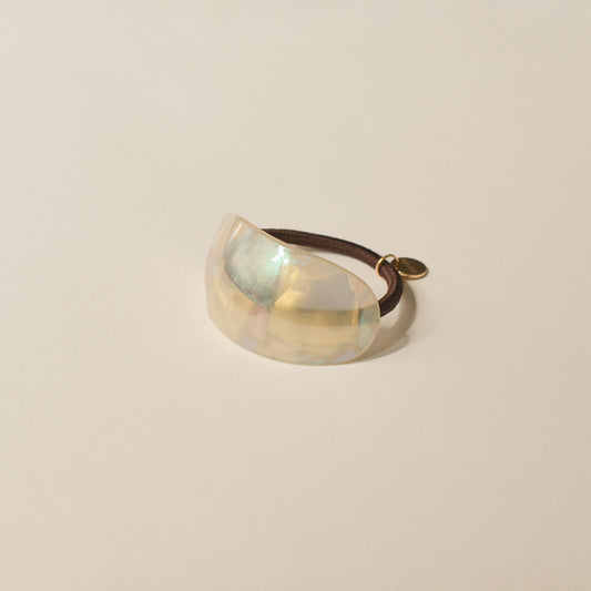 Curved Oval Resin Ponytail Hair Tie | Crystal Shell