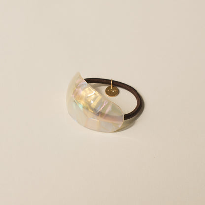 Curved Oval Resin Ponytail Hair Tie | Crystal Shell