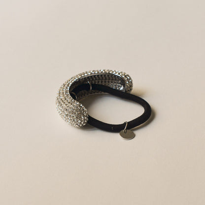 Pave Stone Metal Cuff Ponytail Hair Tie | Silver