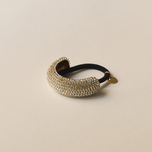 Pave Stone Metal Cuff Ponytail Hair Tie | Gold