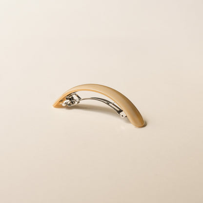 Long Curved Resin Barrette Hair Clip | Beige