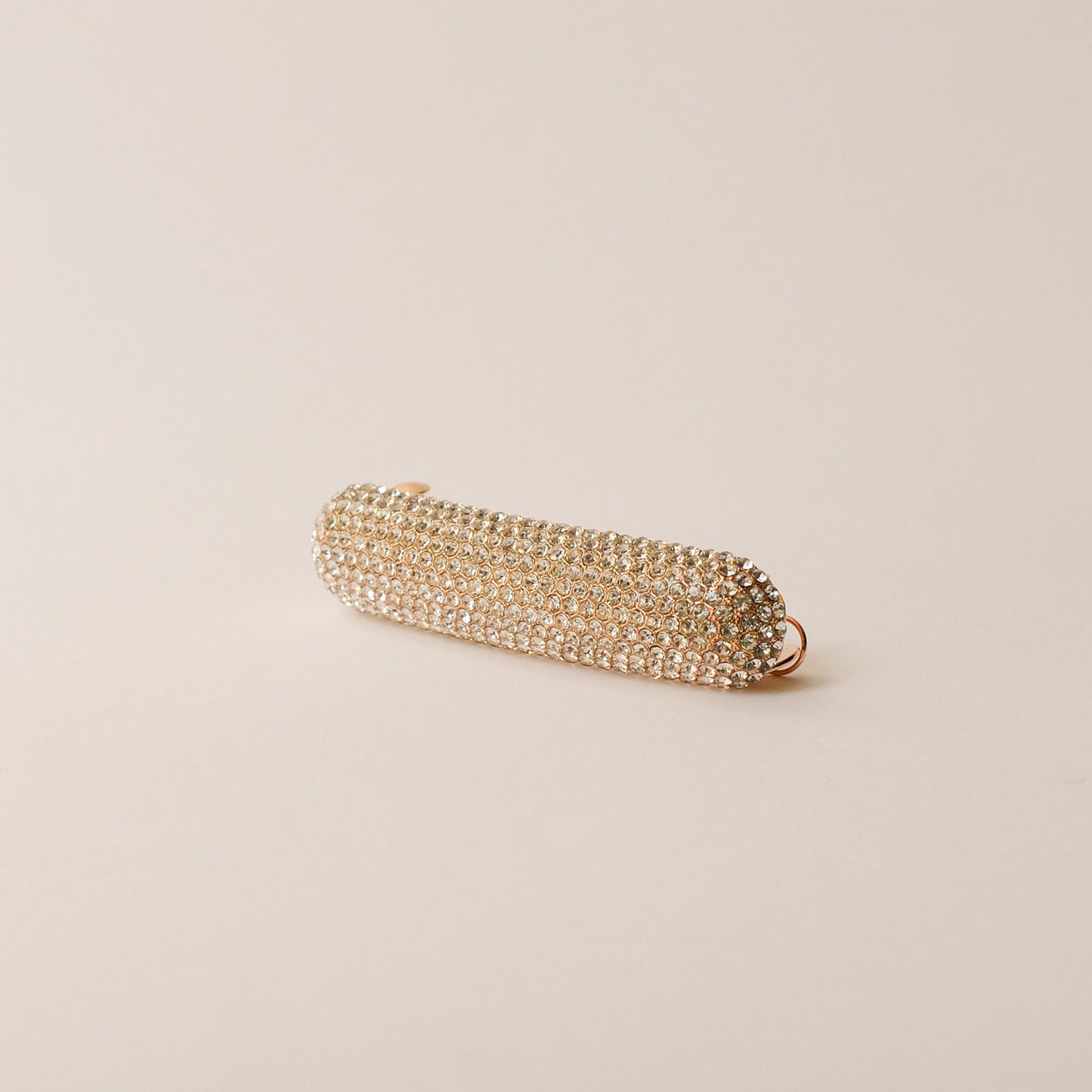 Pave Stone Oval Barrette Hair Clip | Gold