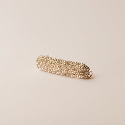 Pave Stone Oval Barrette Hair Clip | Gold