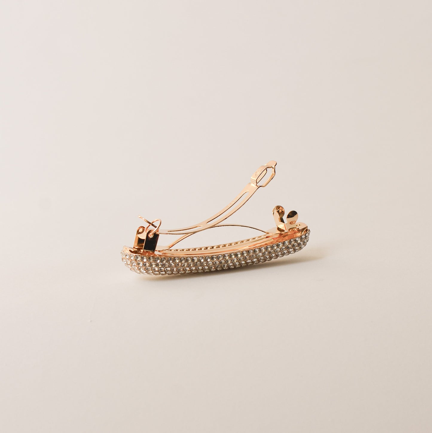 Pave Stone Oval Barrette Hair Clip | Gold