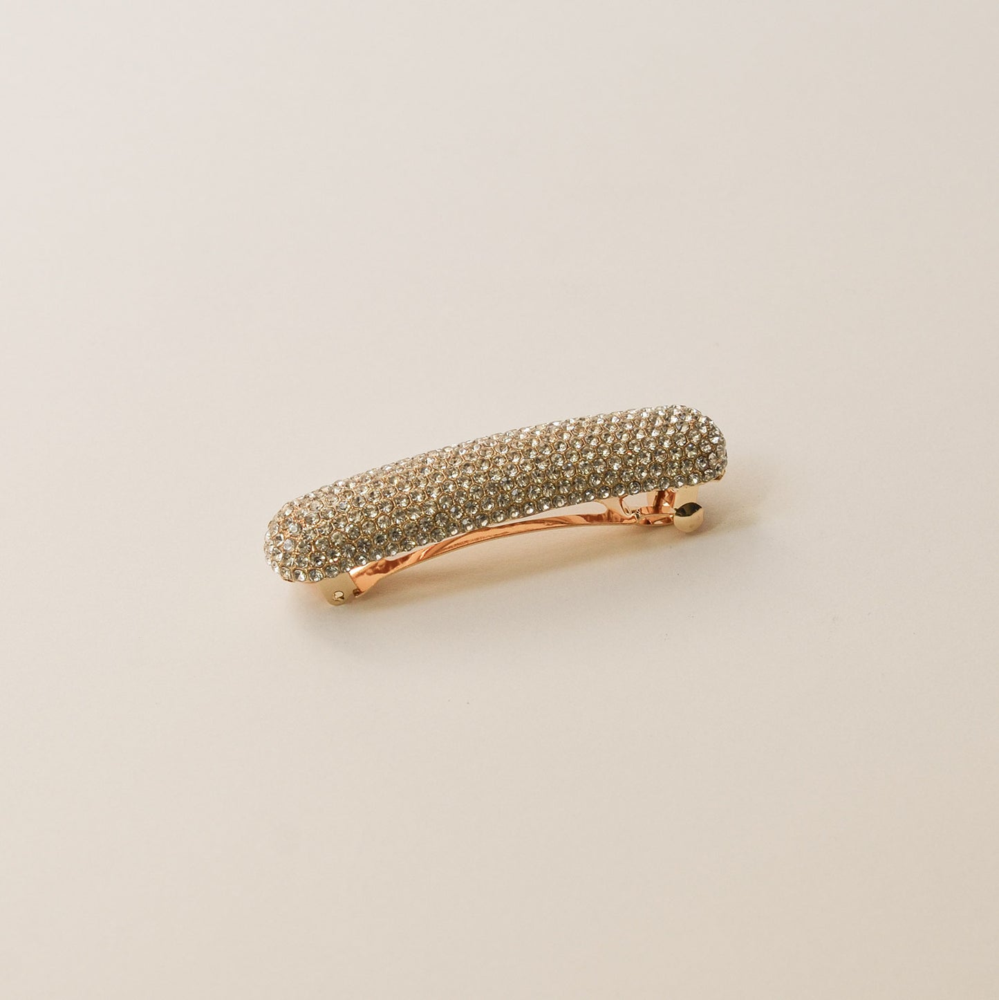Pave Stone Oval Barrette Hair Clip | Gold