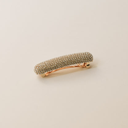 Pave Stone Oval Barrette Hair Clip | Gold