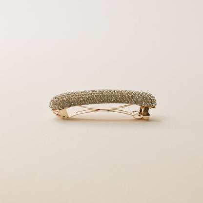 Pave Stone Oval Barrette Hair Clip | Gold