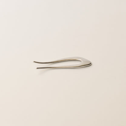 Short U-Shaped Metal Hair Stick | Silver