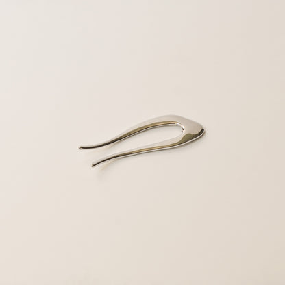 Short U-Shaped Metal Hair Stick | Silver
