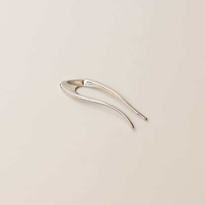 Short U-Shaped Metal Hair Stick | Silver